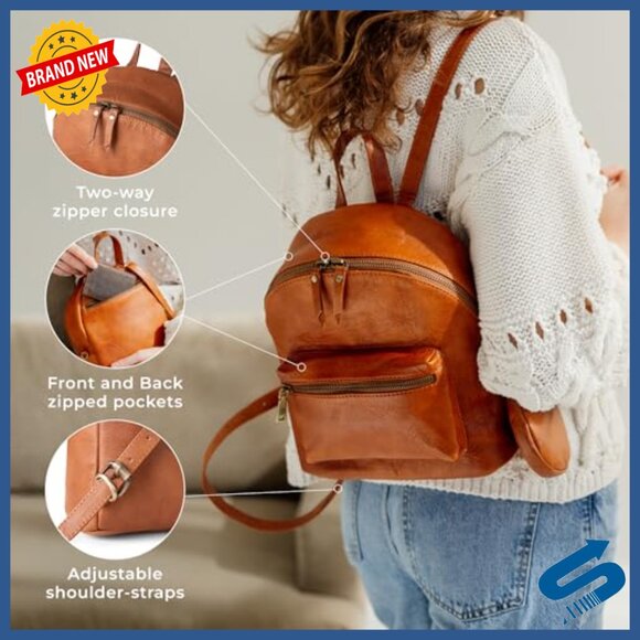 Vintage Genuine Leather Backpack Purse, Small Lightweight Women\'s Fashion